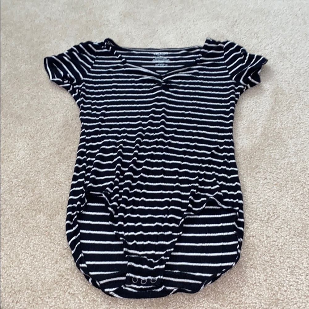 Black and white striped bodysuit